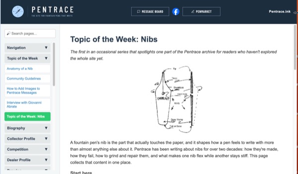 Screenshot of the new Pentrace.ink site